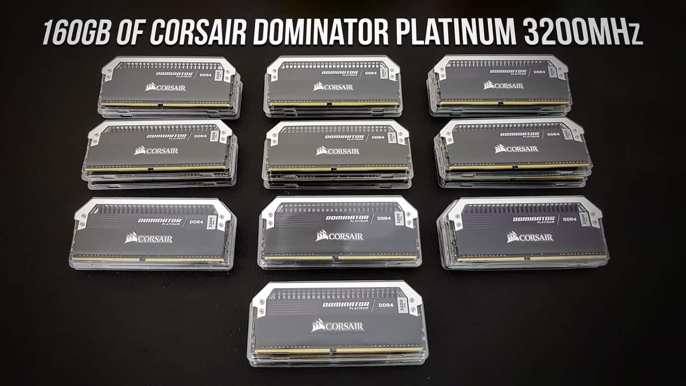 160GB of Corsair Dominator Platinum 3200mhz